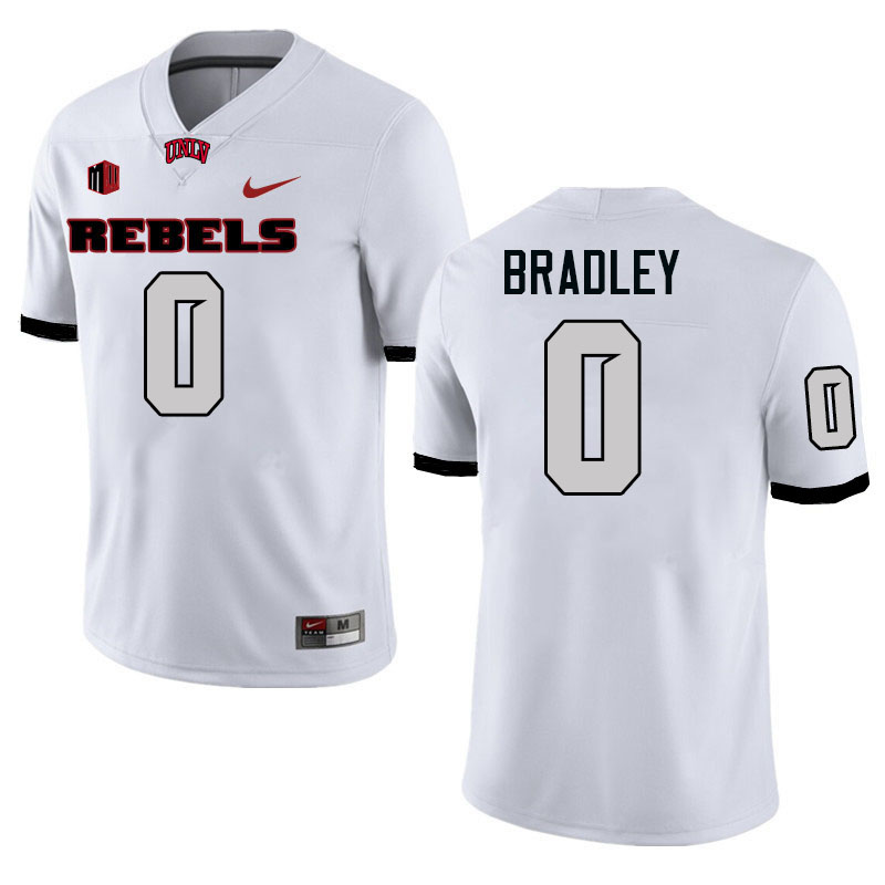 Men #0 Jaden Bradley UNLV Rebels College Football Jerseys Stitched-White Men #0 Jaden Bradley UNLV Rebels College Football Jerseys Stitched-White